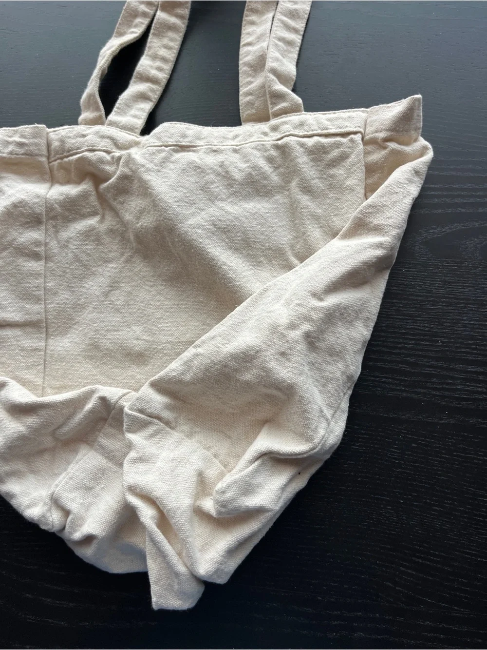 Natural Cotton Tote Bag Blue Geometric Graphic Print 12x12 Off-White Canvas